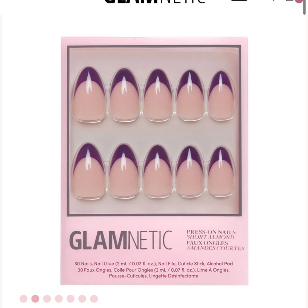 Purple Tipped Almond Fake Nails